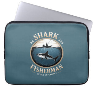 Funda Para Portátil Tiburón y pescador