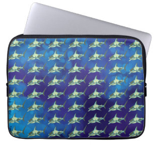 Funda Para Portátil tiburones, azul patrón