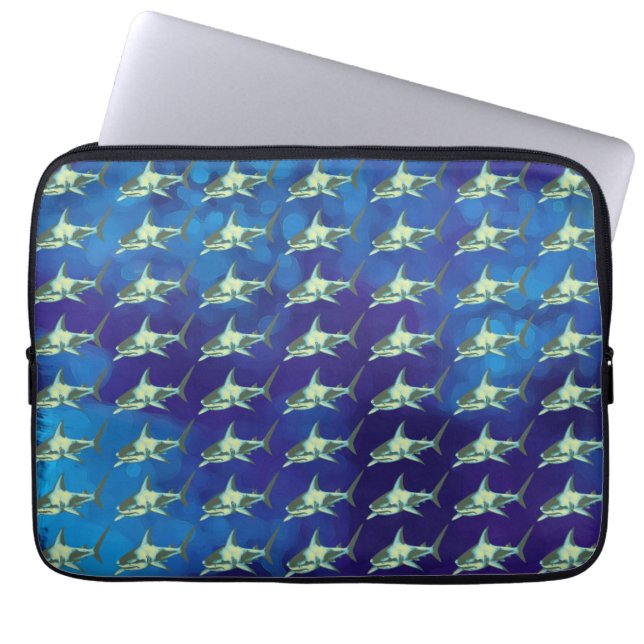 Funda Para Portátil tiburones, azul patrón (Frente)