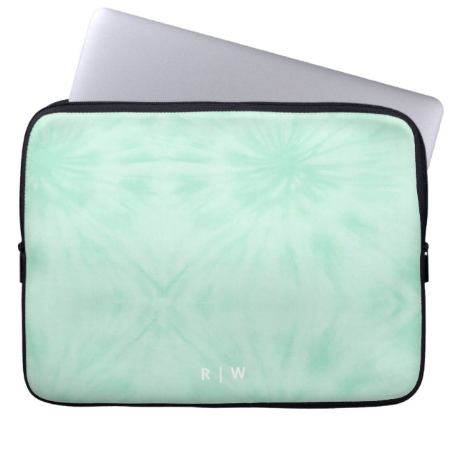 Funda Para Portátil Tie Dye | Monograma verde de la Casa de la Moneda  (Frente)