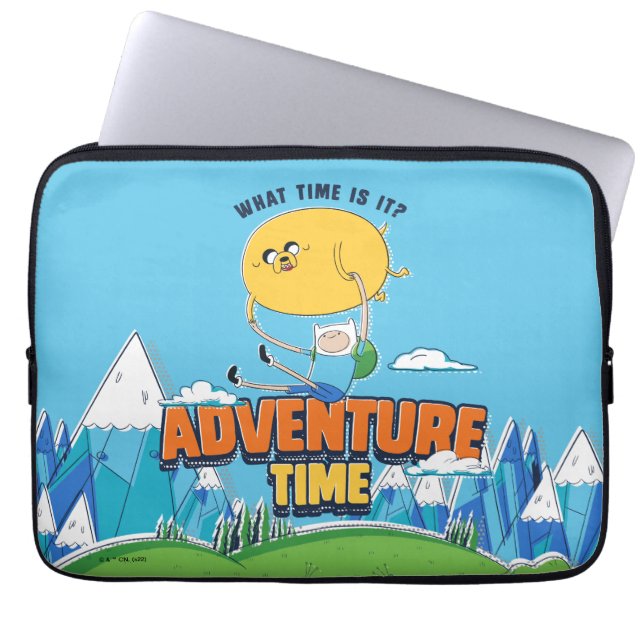 Funda Para Portátil Tiempo de aventura | Jake Flotando Con Finn (Frente)