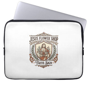 Funda Para Portátil Tienda de Flores Jesús Señal de Fe Tienda de Flore