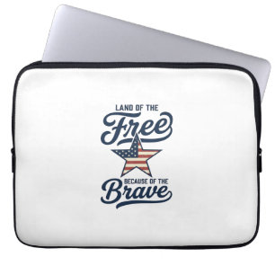 Funda Para Portátil Tierra de libres Diseño de camiseta vintage patrió