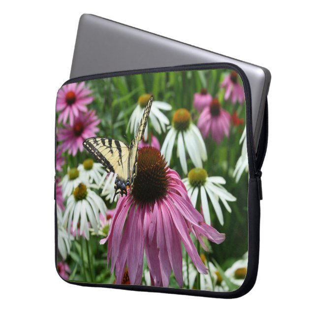 Funda para portátil Tiger Swallowtail Butfly Flowe (Anverso izquierdo)