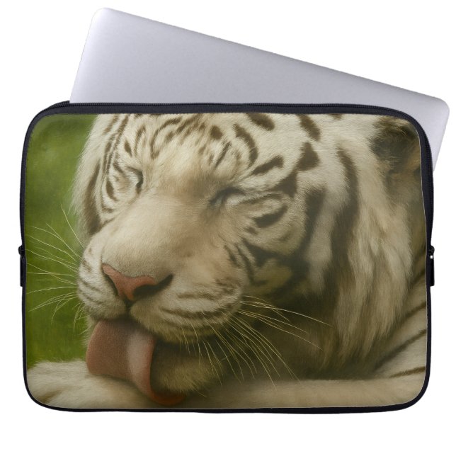 Funda Para Portátil Tigre blanco en ritual de cultivo privado (Frente)