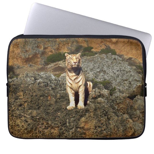 Funda Para Portátil Tigre blanco sobre rocas, estuche para iPad (Frente)