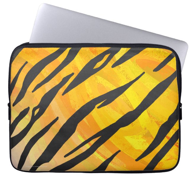 Funda Para Portátil Tigre negro y naranja estampado (Frente)