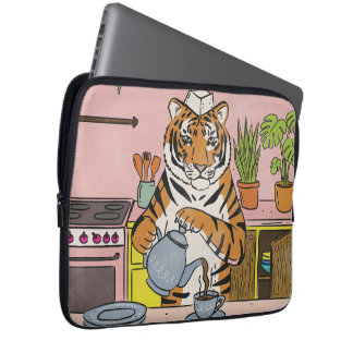 Funda Para Portátil Tigre preparando té