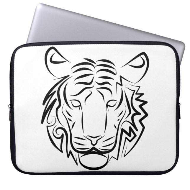 Funda Para Portátil Tigre tribal blanco y negro (Frente)