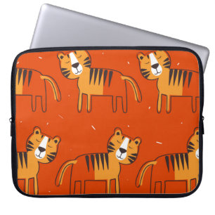 Funda Para Portátil Tigres, fondo dibujado a mano. Mancha sin costura 