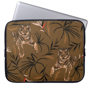 Funda Para Portátil Tigres Tropicales Paraíso Flor Patrón