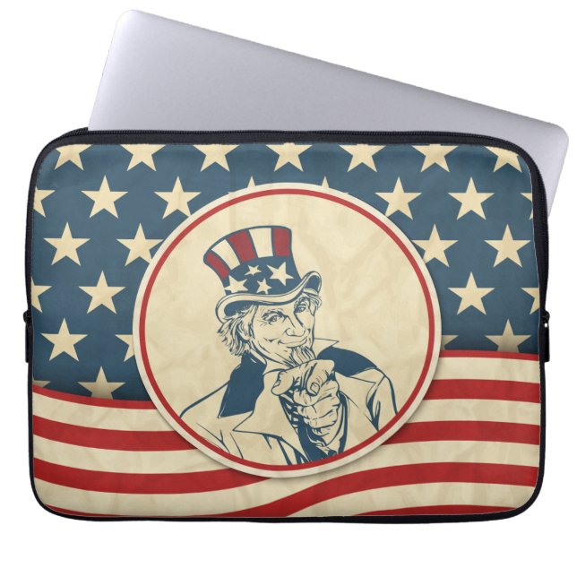 Funda Para Portátil Tío retro Sam Rustic Americana (Frente)