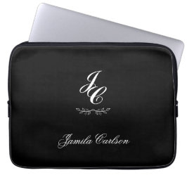 Funda Para Portátil tipografía clásica mínima monogramada