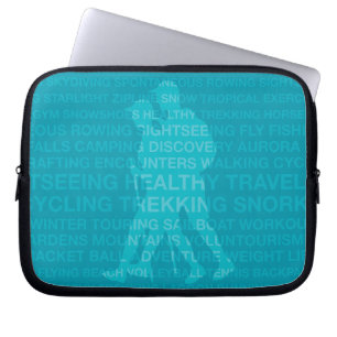 Funda Para Portátil Tipografía de senderismo saludable Traje turquesa