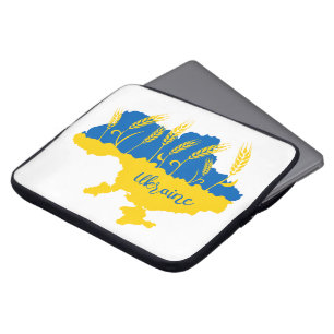 Funda Para Portátil Tipografía de Ucrania y oído de trigo en la bander