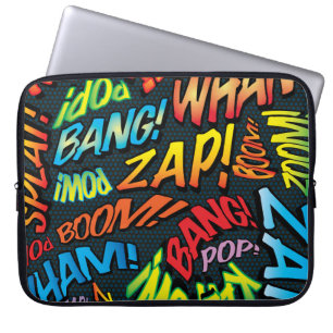 Funda Para Portátil Tipografía Divertida de Cómic Colorida