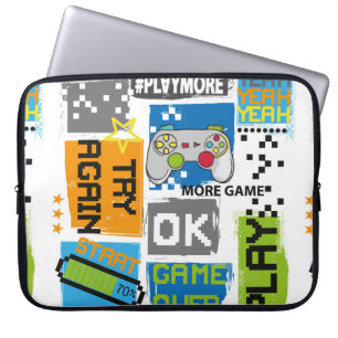 Funda Para Portátil Tipografía Impresión de píxeles de juego. Ilustrac