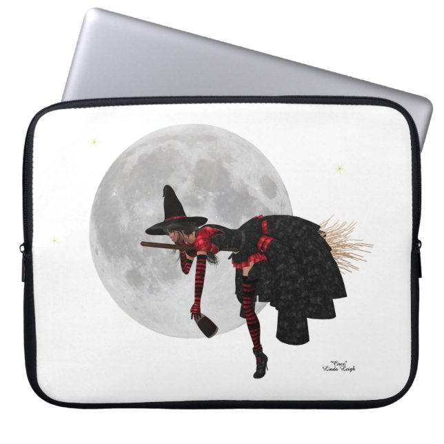 Funda Para Portátil Tipsy Witch On Flying Broom Laptop Sleeve (Frente)