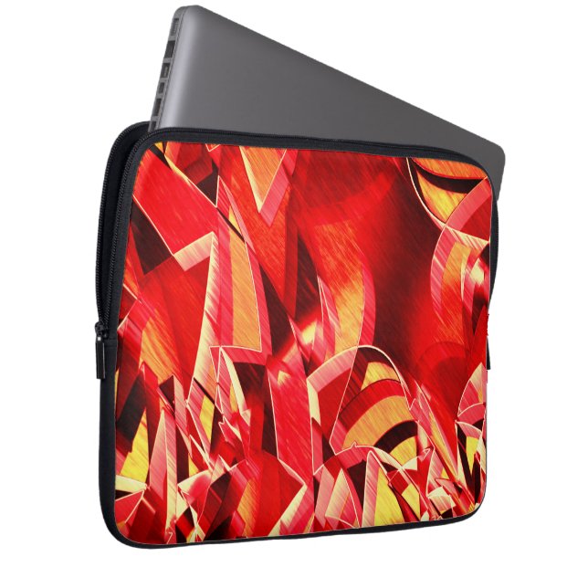 Funda Para Portátil Tira roja crachada simulando movimiento (Anverso derecho)