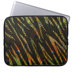 Funda Para Portátil Tiras de cebra de patrón de jungla y plumas de pav
