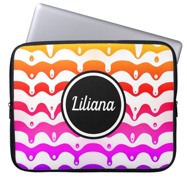 Funda Para Portátil Tiras de goteo psicodélicas del Jazzy Tropical (Frente)