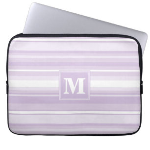 Funda Para Portátil Tiras moradas monogramo