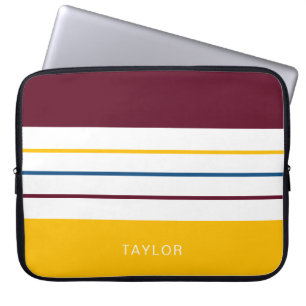 Funda Para Portátil Tiras otoñales modernas con nombre