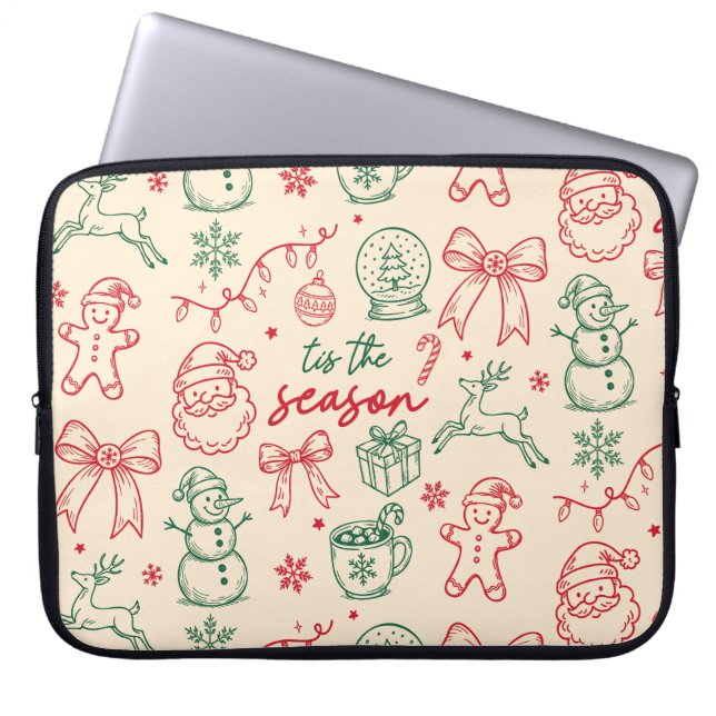 Funda Para Portátil Tis the Season - Christmas Doodle (Frente)