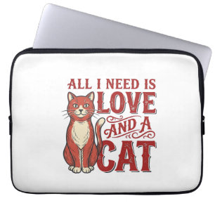 Funda Para Portátil Todo lo que necesito es amor y un gato Diseño vint