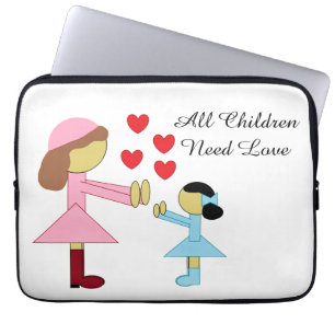 Funda Para Portátil Todos los niños necesitan amor: Blanco