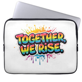 Funda Para Portátil Together We Rise Rainbow Quote Design