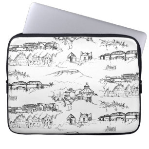 Funda Para Portátil Toile de Chattanooga Blanco y negro