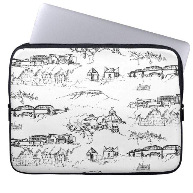 Funda Para Portátil Toile de Chattanooga Blanco y negro (Frente)