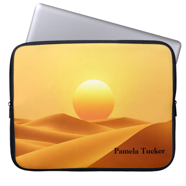 Funda Para Portátil Tonos terrosos ámbar abstractos del sol boho (Frente)