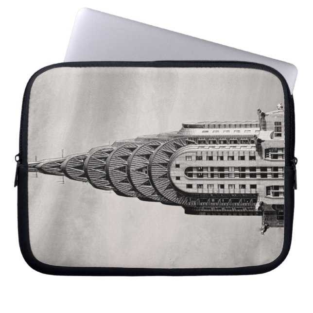 Funda Para Portátil Top de Chrysler que construye NYC - B&W (Frente)