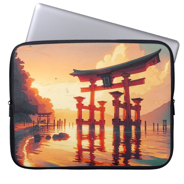 Funda Para Portátil Torii de la Luz Naciente (Frente)