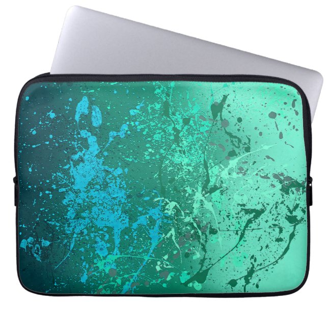 Funda Para Portátil Tormenta de menta Arte abstracto salpicado (Frente)
