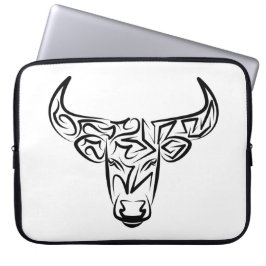 Funda Para Portátil Toro tribal negro y blanco/Ox