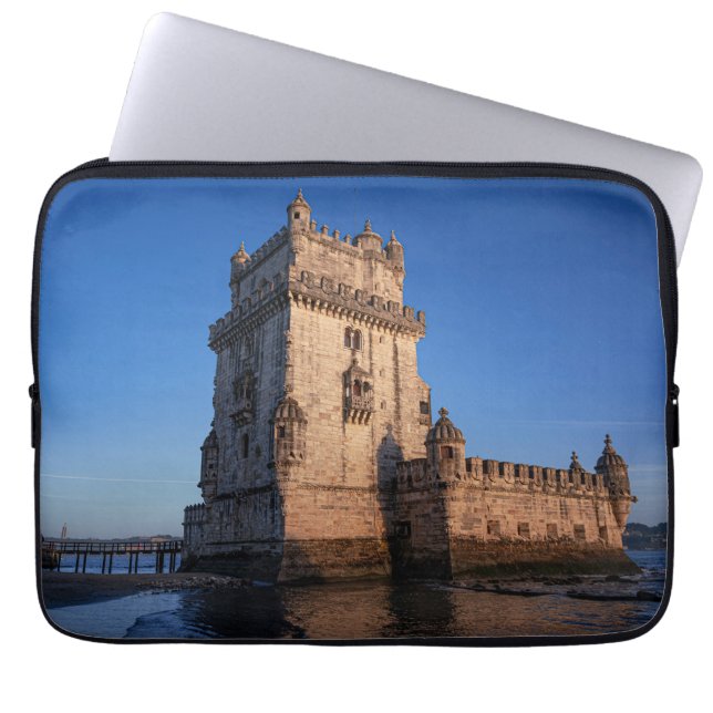 Funda Para Portátil Torre Belem al atardecer en Lisboa, Portugal (Frente)