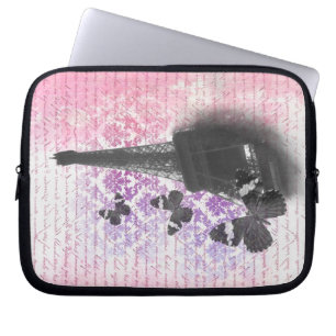 Funda Para Portátil Torre Eiffel y mariposas