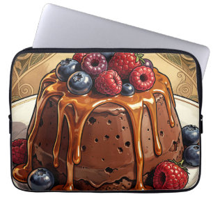 Funda Para Portátil Torta de bayas de caramelo de chocolate decadente