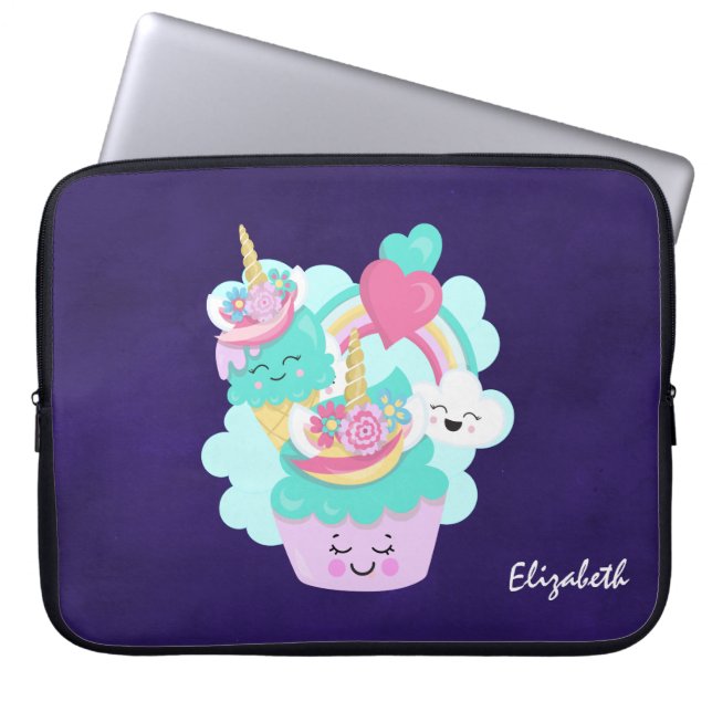 Funda Para Portátil Torta dulce y helado feliz (Frente)