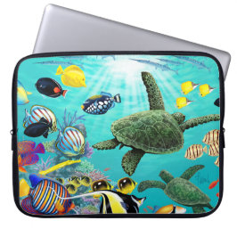 Funda Para Portátil Tortuga de mar tropical hawaiana de los pescados