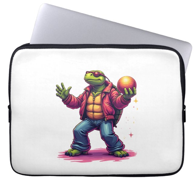 Funda Para Portátil Tortuga estética Disco T-Shirt (Frente)