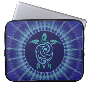 Funda Para Portátil Tortuga Mandala Azul oscuro