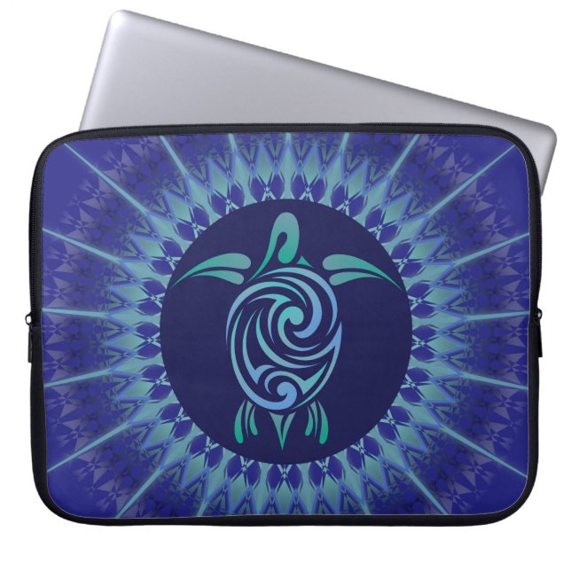 Funda Para Portátil Tortuga Mandala Azul oscuro (Frente)