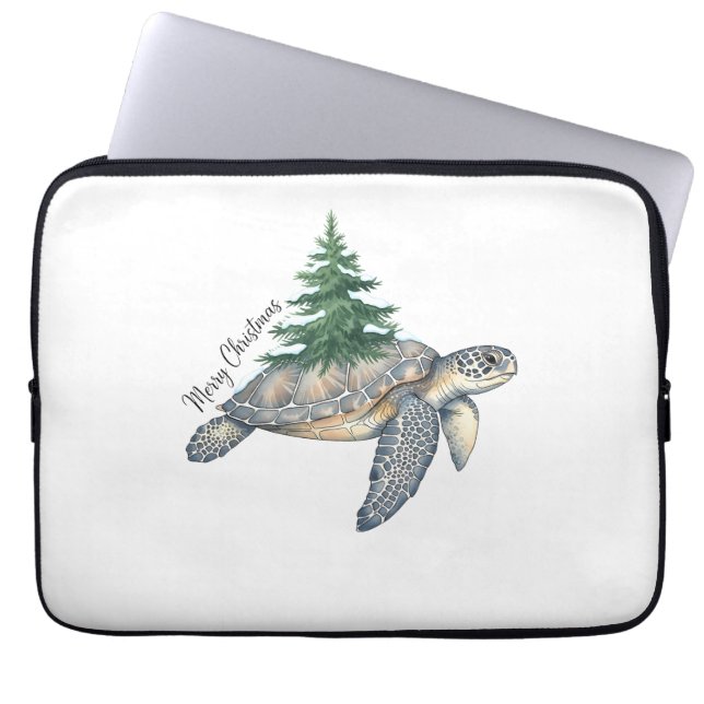 Funda Para Portátil Tortuga marina navideña (Frente)