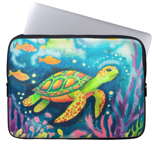 Funda Para Portátil Tortuga pintadora (Frente)