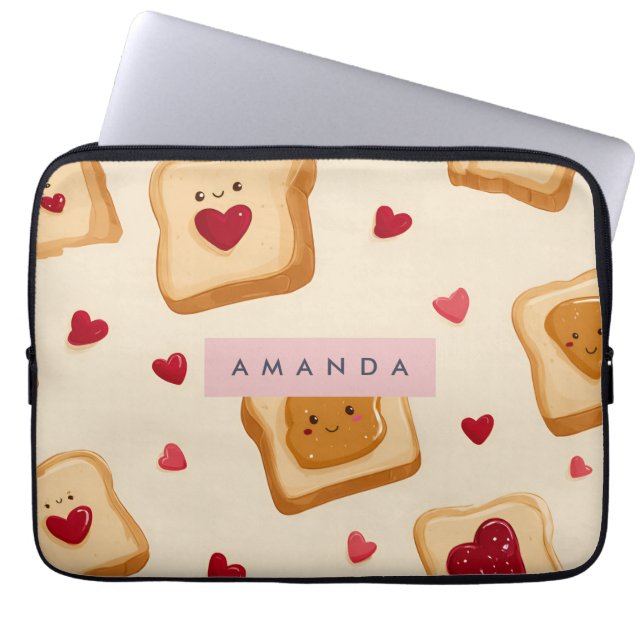 Funda Para Portátil Tostada Adorable Personalizada y Patrón de Atasco  (Frente)