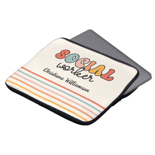 Funda Para Portátil Trabajador social retro personalizado (Superior anverso)